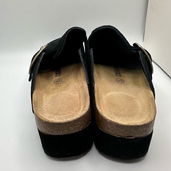 CUSHIONAIRE Women's Genuine Suede Cork Footbed Platform Clog 6 BLACK - Picture 4 of 7
